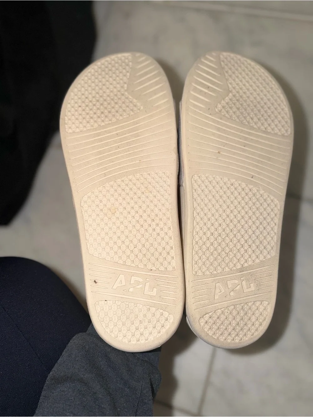 APL Grey & Beige Slide Sandals with Embossed Strap